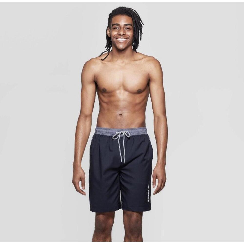 Speedo Men's 9" Marina Long Volley Swim Trunks - Black/Gray- size XL  UPF 50+